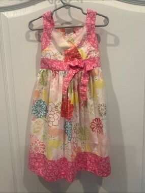 Gorgeous vintage Blueberi Boulevard Pink Trim Multicolor Floral Sundress 6